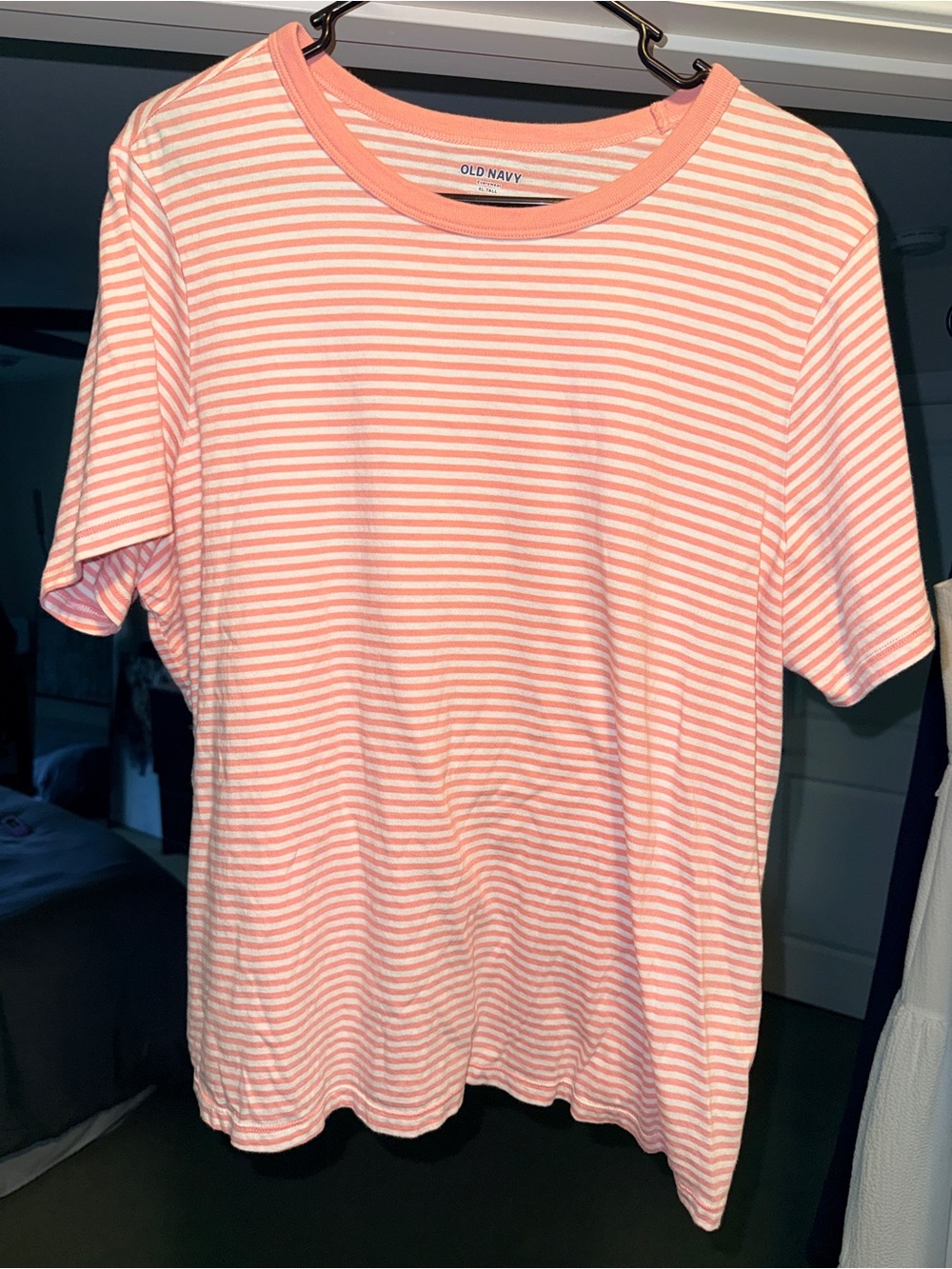 Old Navy Pink and White Striped Short Sleeve Tee
